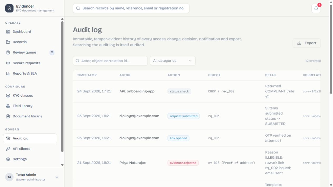 Audit log